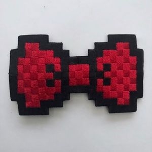 Embroidered Nom de Plume Hair Clip, Bow, Red